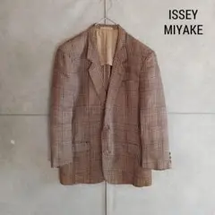 ISSEY MIYAKE リネン 2B チェックジャケット　日本製　X1310のサムネイル