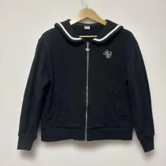 mezzo piano セーラー襟 黒パーカー S 140cm
