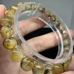 244 ブレスレット ゴールドタイチン ルチルクォーツ 金運 7.5mm〜8mm