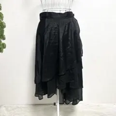 イートミー・F ひざ丈 巻き フレアスカート 透け感 ブラックのサムネイル
