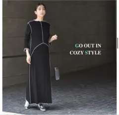 Pearls マタニティ　授乳　ワンピース　ブラック　授乳ケープ一体型