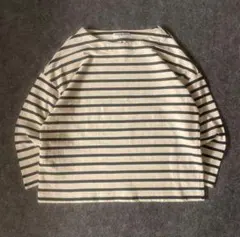 vintage 短丈　バスクシャツ　ロンT 綿　cityboy 古着　白黒　Mのサムネイル