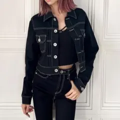 GYDA 限定ワンウォッシュストレッチタイトJK S col/ BK