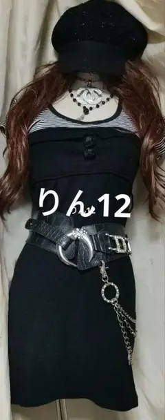 Mサイズ　ワンピース　ボーダー　レディース　半袖　ワンピ　ギャル　黒　スカート