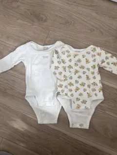 petitmain◆70ロンパースセット◆花柄・白長袖ボディスーツ2枚セット