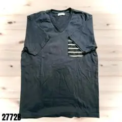 KOE コエ ネイビー Vネック Tシャツ ストライプポケット 2772のサムネイル
