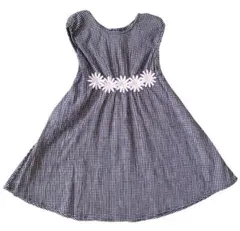 【アプレレクール/ワンピース】100cm ギンガムチェック ノースリーブ 花