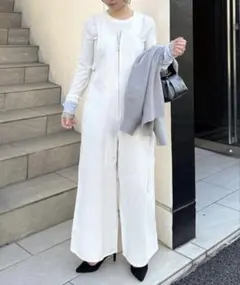 Jena GLLARDAGLANTE フロントジップ サロペット ホワイトのサムネイル
