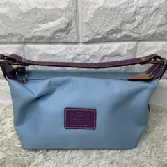 COACH コーチ ミニポーチ 青×紫 バイカラー ナイロン レザー