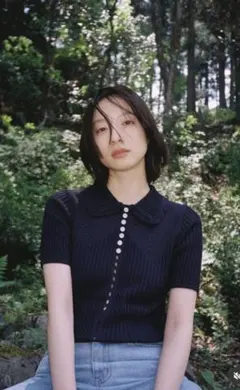 新品◉Bibiy. BERYL KNIT BLOUSE ニットブラウス ネイビー - メルカリ