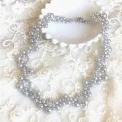 ビーズ ネックレス ハンドメイド パールビーズ 結婚式 二次会 スワロフスキー