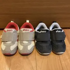 asics スニーカー 14.5cm 15.0cm 黒　ベージュ赤2色セット