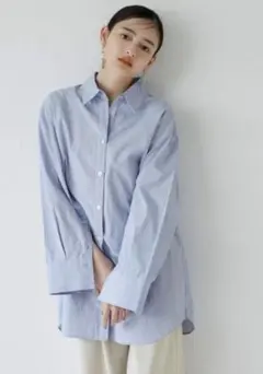 ストライプ柄 長袖シャツ オーバーサイズのサムネイル