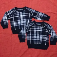COMME CA ISM チェック柄ニットセーター 90cm 2枚セット 双子