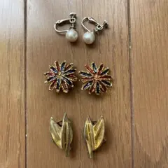 ヴィンテージイヤリング、コットンパールイヤリング3点セット