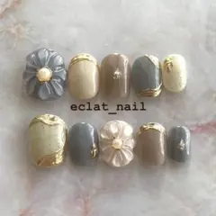 【オーダーネイルチップ】卒業式　振袖ネイル 成人式ネイル　くすみカラー
