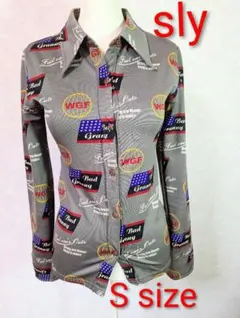 【希少デザイン】SLY スライ 総柄 シャツ ブラウス S グレー Y2K 管E