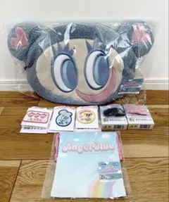 エンジェルブルー　ブランケット　巾着ポーチ　ボアヘアクリップ　刺繍ステッカー