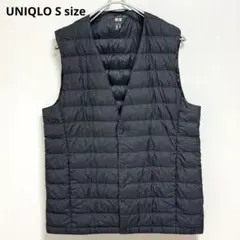 UNIQLO ウルトラライトダウン ベスト S 黒 2WAY Vネック 軽量