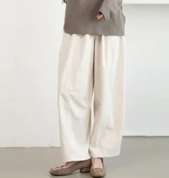 アイボリー ワイドパンツ レディース 脚長効果 着痩せ 大人 オフィス通勤パンツ