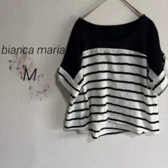 え*ん様 C-1【ビアンカマリア】 レース切り替えボーダー柄ブラウス 半袖Tシャのサムネイル