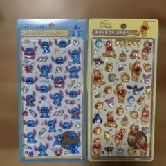 【正規品】ボンボンドロップシール　ディズニー　スティッチ　プーさん　２枚セット
