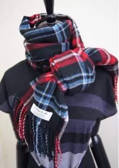 カシミア100％tartan”check”紺赤