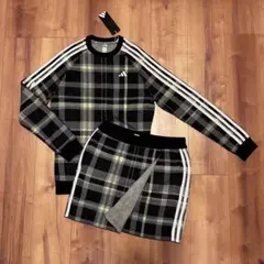 タータンチェック　長袖　セーター　巻きスカート　セットアップ　サイズM 秋冬