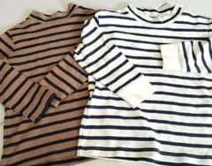 ストライプ柄長袖カットソー2枚セット