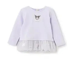 美品　プティマイン　花チュール長袖Ｔ　クロミ　80