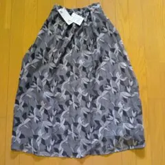 Couture　Brooch花柄刺繍フレアスカート 36/S グレーのサムネイル