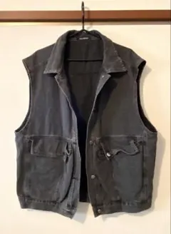 SPRAY PREMIUM ブラックデニムベスト ゆったりサイズ レディース