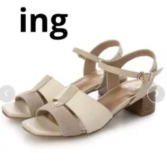 ing イング　異素材コンビネーションサンダル　ホワイト　ベージュ　白のサムネイル