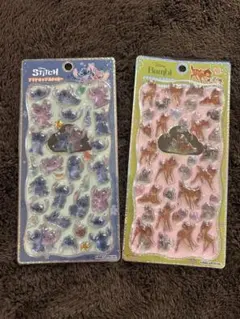 プチドロップステッカー　スティッチとバンビ