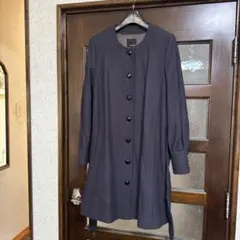 ダークパープル ノーカラージャケット ウエストリボン付き