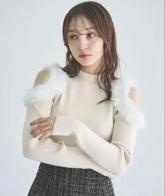 INGNI ファー付肩あきニット