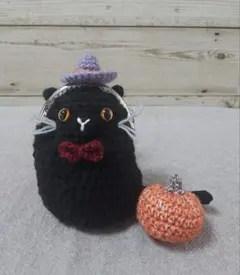ハロウィン 黒猫のがま口ポーチ