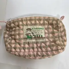 昭和レトロ　KIYOSATOチェック柄キルティングポーチ