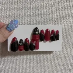 ネイルチップ　レッド　ブラック