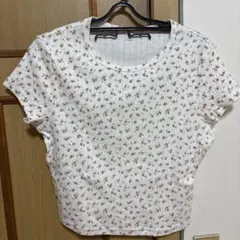 GU 花柄ショート丈Tシャツ Lサイズ