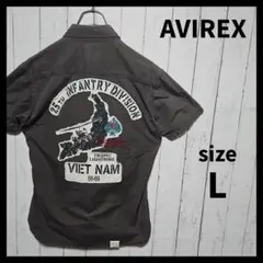 【AVIREX】 ミリタリーワークシャツ　半袖　軍物　制服　アメリカ軍　F725のサムネイル