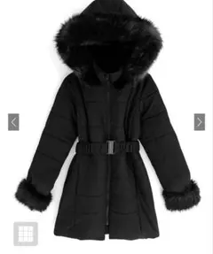 GRL ベルト付きファーダウンコート kd13 ブラック 黒