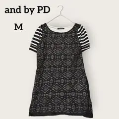 and by PD レース ワンピース 黒 フェミニン ガーリー カジュアル M