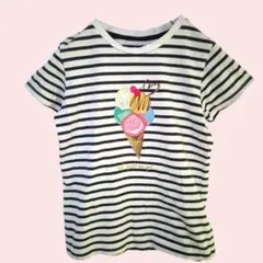 ​ケイトスペードキッズ Tシャツ 150 ボーダー アイスクリーム 白 黒 半袖のサムネイル