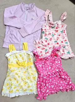 女の子110㎝☆美品☆水着・ラッシュガード 4点セット