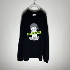 Betty Boop ベティちゃん ロンT 黒 プリント ワッペン 刺繍 L