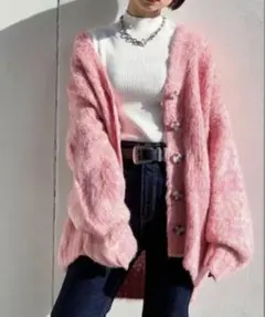 PAGEBOY ブラッシュヤーンVカーディガン