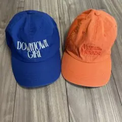 最終価格　刺繍ロゴ ベースボールキャップ 2点セット ブルー オレンジ