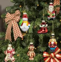 6点セット 手描きガラス製クリスマスオーナメントセット