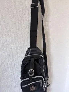 【美品】Orobianco ボディバッグ ナイロン×レザー 黒　リボン付き